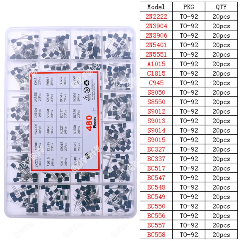Mosfet Transistor Set - Kit d'assortiment de transistors NPN PNP,