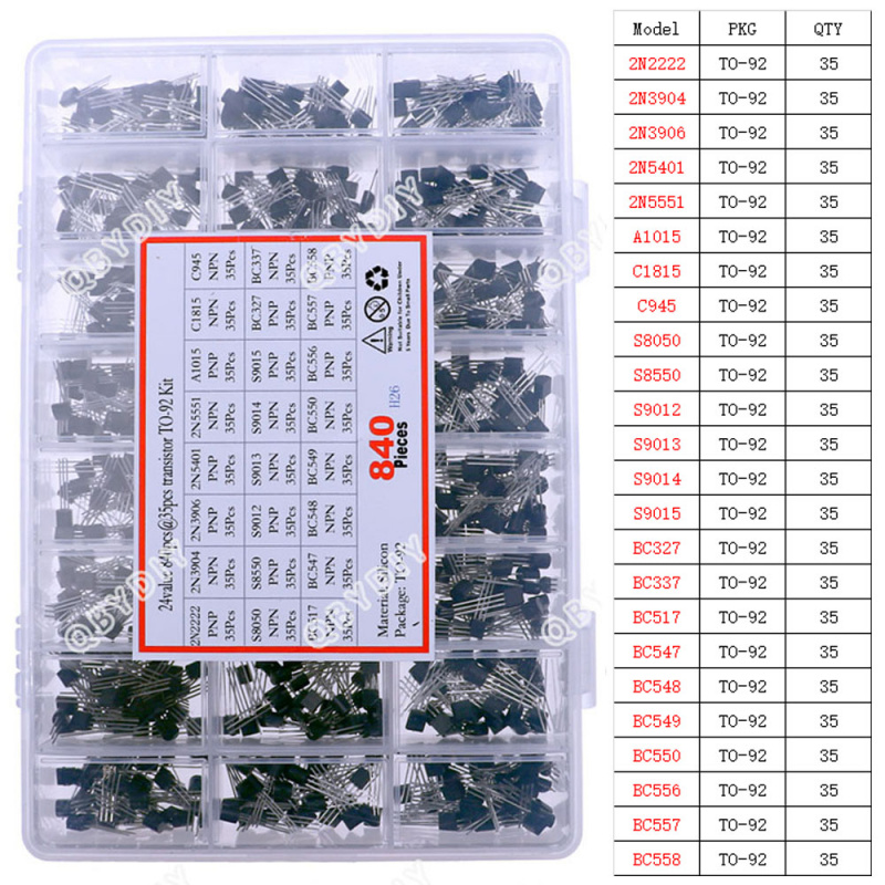 Mosfet Transistor Set - Transistor WieshammKit, 24 valeurs, TO-92, PNP,