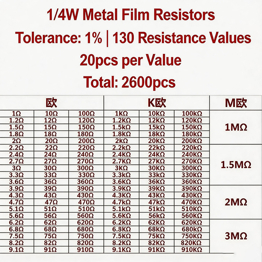 Lot de 2600 résistances à film - Diy Electronics Com avis et prix