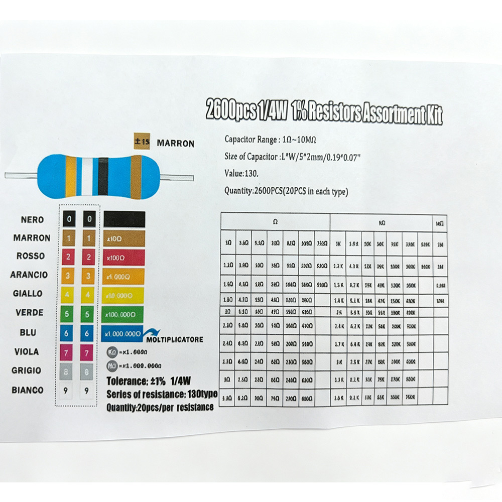 Lot de 2600 résistances à film - Diy Electronics Com avis et prix